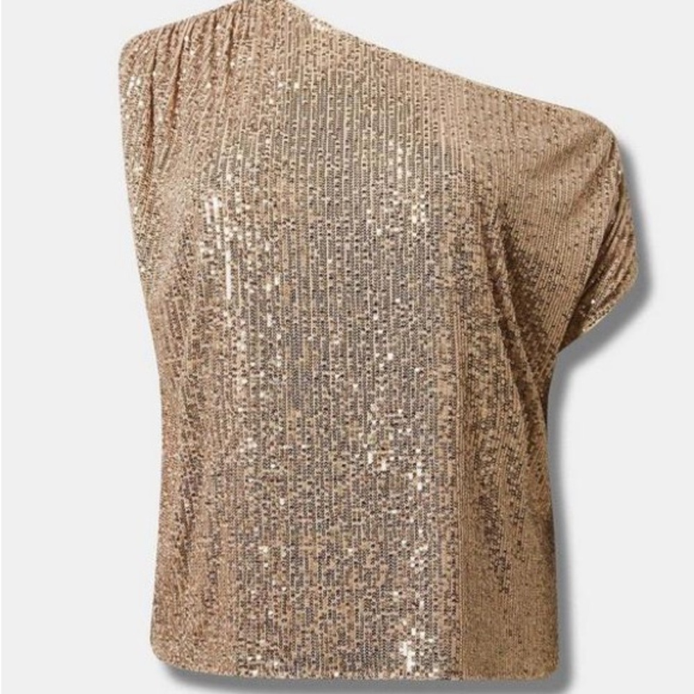 Torrid Gold Chic Off the Shoulder Sequin Blouse NWT - Picture 5 of 6